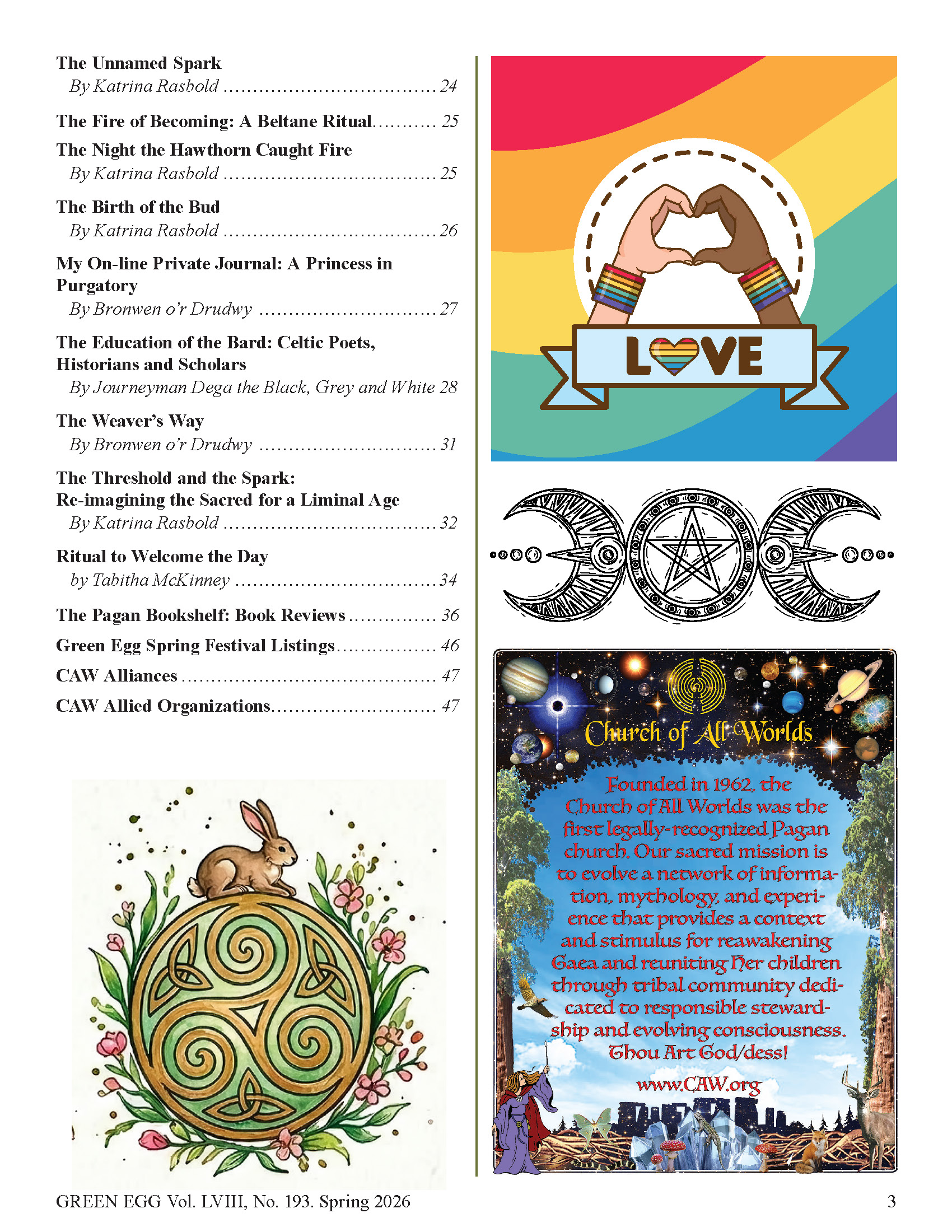 Green Egg 193 Table of Contents